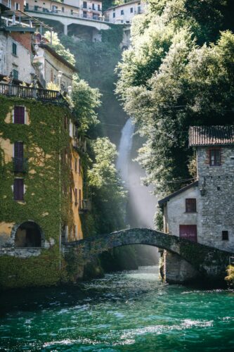 Nesso waterfall on Lake Como accessible by boat
