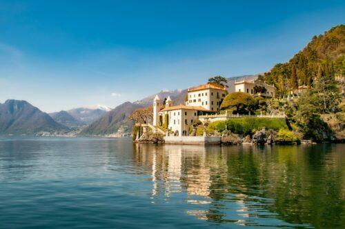 Villa Cagni Troubetzkoy on Lake Como seen from a boat rental near Como